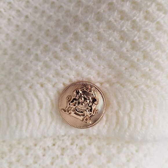 Pretty Garden Ivory Cardigan Sz XL Short Sleeve Golden Buttons New No Tags - Picture 4 of 12